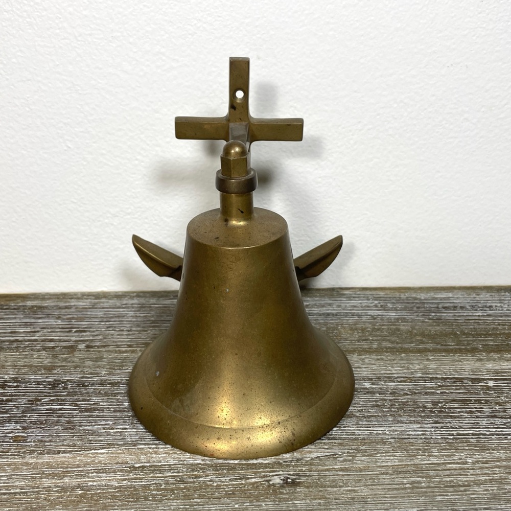 Vintage Brass Nautical Bell with Anchor